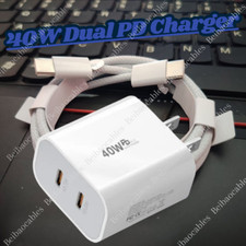 Dual PD 40W Fast Wall Charger Power Adapter For iPhone 16 15 Pro Max iPad Pro