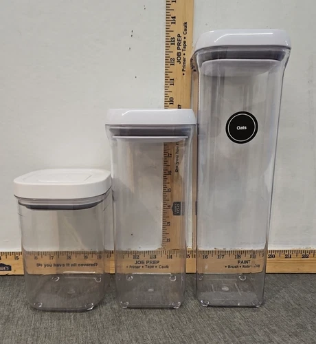 Set of 3 OXO Good Grips POP Clear Containers 2.1 qt 1.5 qt & 1.1 qt W/Lids