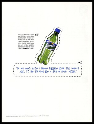 1999 Sprite Retro PRINT AD Soda Drink Gaming Obey Your Thirst