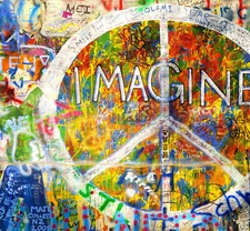  imagine john lennon Framed Canvas Street  graffiti Urban art painting licensed 