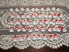 47 Vintage Mini Santa Head Light Covers & 1 Snowman Christmas Tree Tony Brand