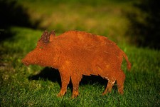 Gartenstecker Edelrost Wildschwein Metall Frischling Rost Gartendeko 55cm