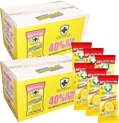 GREENSHIELD 24 Pack Green Shield Anti Bacterial Household Surface Wipes 1680 XL Wipes