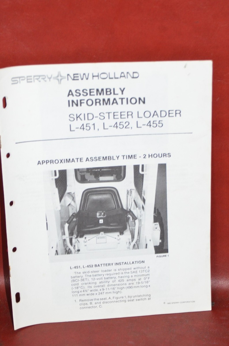 New Holland Skid Steer Battery Installation Manual Instructions