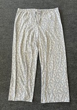 Vanity Fair Womens VTG Sleep Pants Blue Floral Drawstring Elastic Waist Cottage