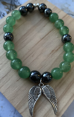 Armband aus grüner Jade und Hämatit