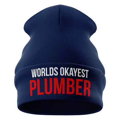 Worlds Okayest Plumber Beanie Mütze lustig Geburtstag Winter Geschenkidee für Sie oder Ihn...