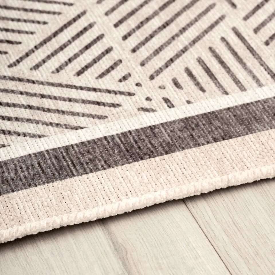 Kilim Pattern Washable Rug - Authentic Moroccan Boho Retro Runner - Soft Carpet - Image 3 of 4