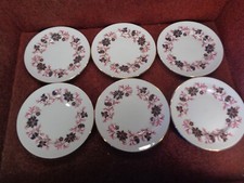 * SET OF 6  PARAGON "MICHELLE "  PINK AND BLACK 6" TEA PLATES - FREE UK POSTAGE