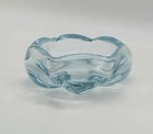 Mid century Orrefors Scandinavian art glass cigar ashtray ice blue crystal