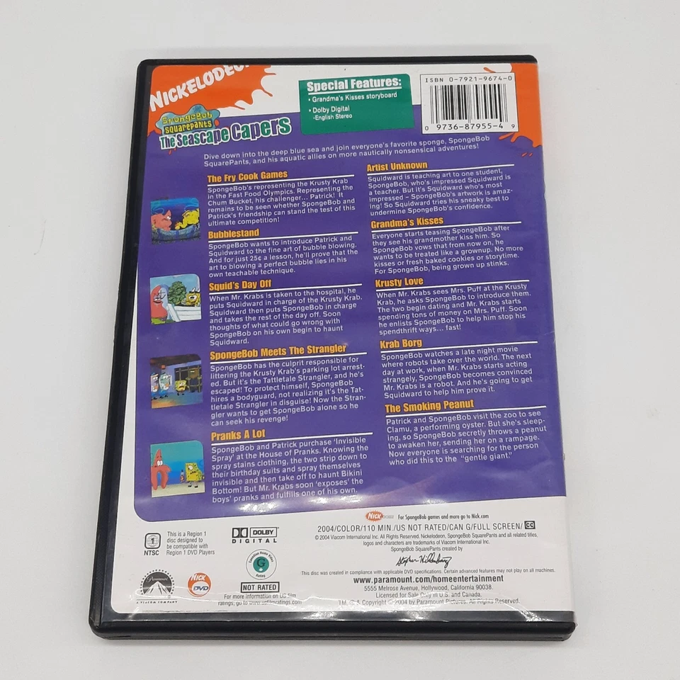 Spongebob Squarepants DVD: The Seascape Capers: 10 Adventures 2004 Nickelodeon - Image 2 of 3