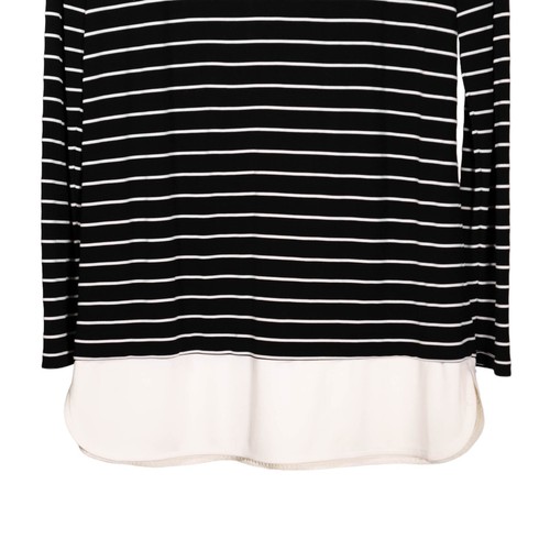 Ralph Lauren Women’s Blouse M Black Ivory Striped Layered Long Sleeve Top - Picture 7 of 8