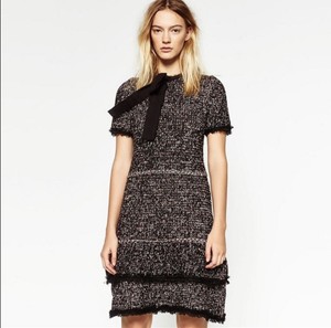 zara tweed dress with bow