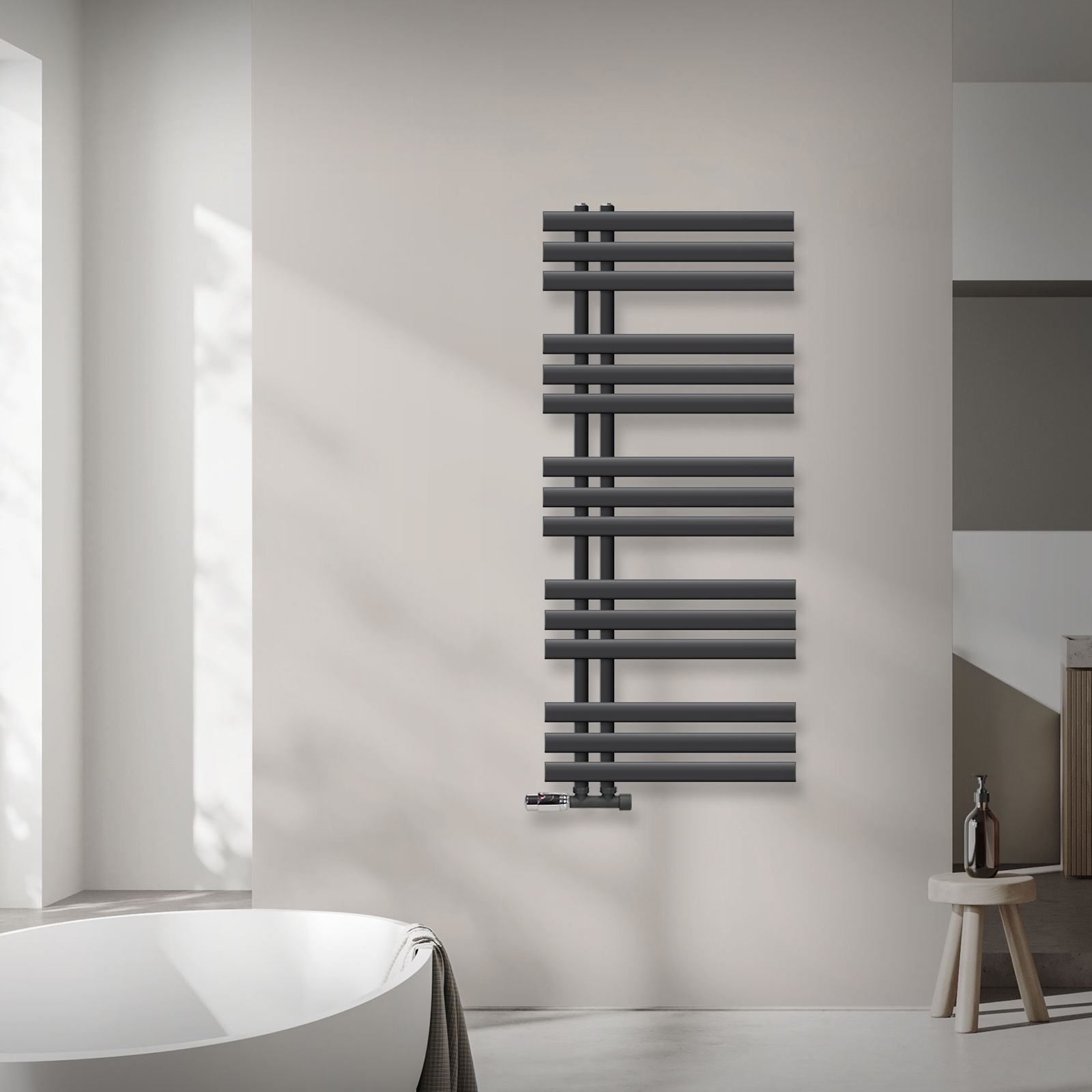 Calefactor mural con conexión central pared radiador antracita 500 x 1200 mm