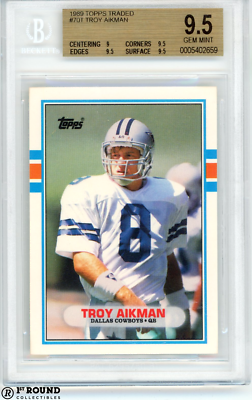 Troy Aikman RC BGS 9.5: 1989 Topps Traded Rookie Card | eBay