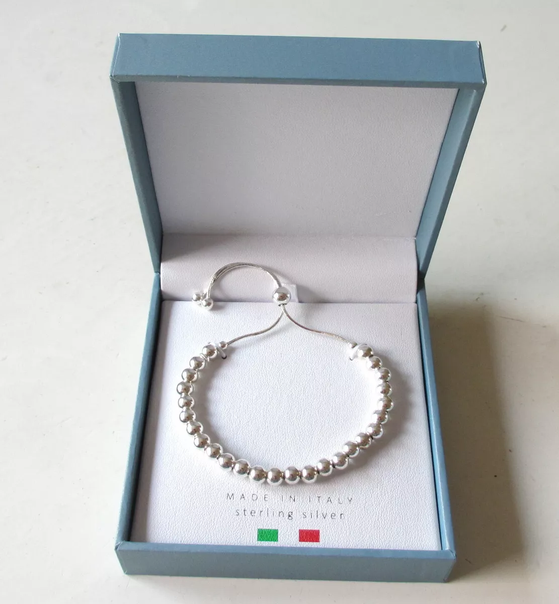 Mia Fiore Italy Dyadema Sterling Silver 925 Beaded Slide Adjustable Bracelet NIB