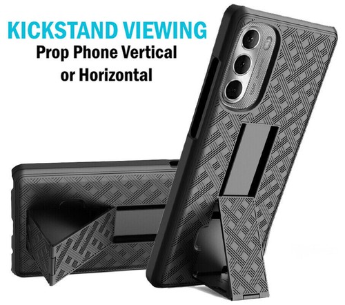 Textured Hard Case Cover Stand and Belt Clip Holster for Moto G Stylus 5G (2022) - Picture 4 of 41