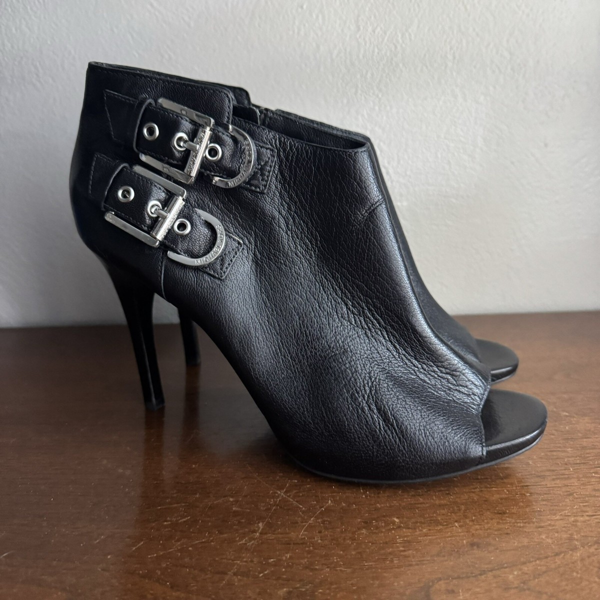 Ankle Boot Mk Peep Toe Booties Blaze Leather Open-Toe Bootie