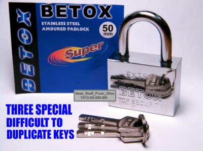 PADLOCK, 50mm, EXTRA-SECURITY, DIFFICULT TO DUPLICATE KEYS, LOCKSPORT QUALITY  