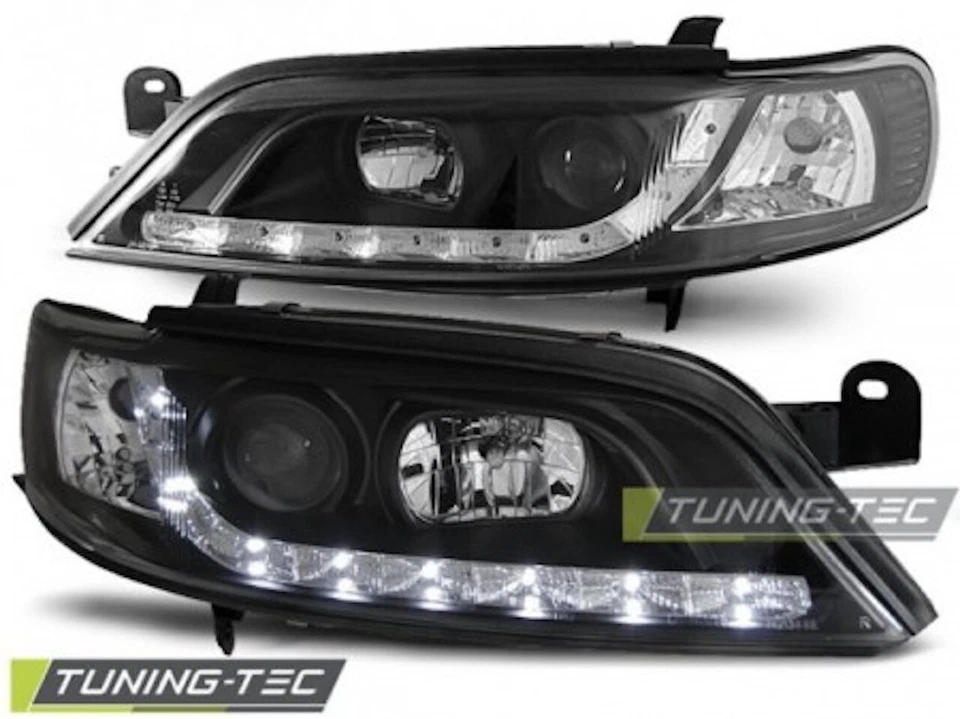 2x Scheinwerfer LED Tagfahrlicht Optik für Opel Vectra B Bj. 95-98 Schwarz - Bild 2 von 2