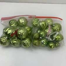 Christmas Tree Chartreuse Ornaments Ball (Lot of 25) Various Sizes 1.5" to 3"