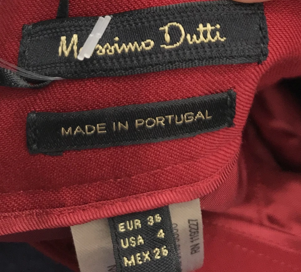 Massimo Dutti Mujer Rojo Frente Plano Lana Vestido Pantalones Talla 36 US 4 Foto 4 de 4