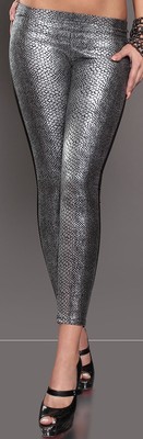 Leggings pantaloni aderenti donna fuseaux pantacollant stampa oro e argento  | eBay