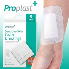 Graze Dressings 8Pk SENSITIVE SKIN Hypoallergenic Plasters Wound Cut Gauze Pads