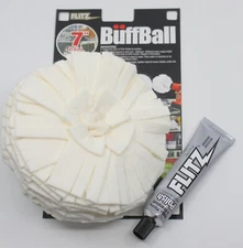 FLITZ EXTRA LARGE 7" BUFF BALL w/1.76oz Metal, Plastic & Fiberglass Polish 