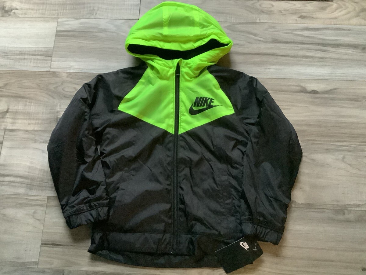 Boys Nike Lightweight Jacket Black & Neon Yellow Size 6 NWT