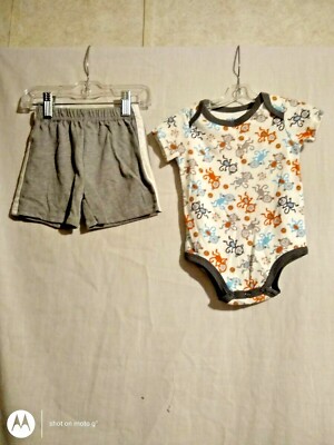3-6 Month Kidget Boy Silly Monkey Bodysuit & Garanimal Grey Short