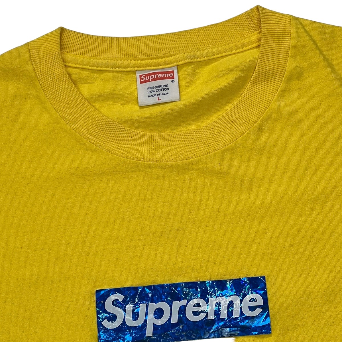 Supreme 2006 Blue On Yellow Hologram Rare Box Logo T-shirt Supreme 2006 Blue On Yellow Hologram Rare Box Logo T-shirt