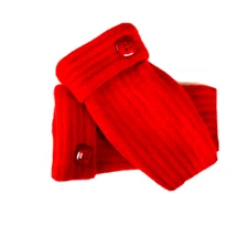 FINGERLESS GLOVES RED 100% CASHMERE M MEDIUM MITTENS MITTS WINTER ARM WARMERS