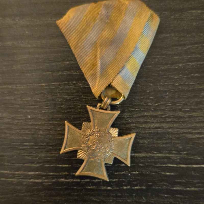 Commemorative Cross for combatants 1866 with ribbon King Johann 