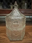 Indiana Glass Federal Eagle Clear Glass Candy Dish 2 Section w/ Lid Vintage