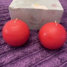 PartyLite Ball 2 Candles / 3&rdquo; Round Red Color