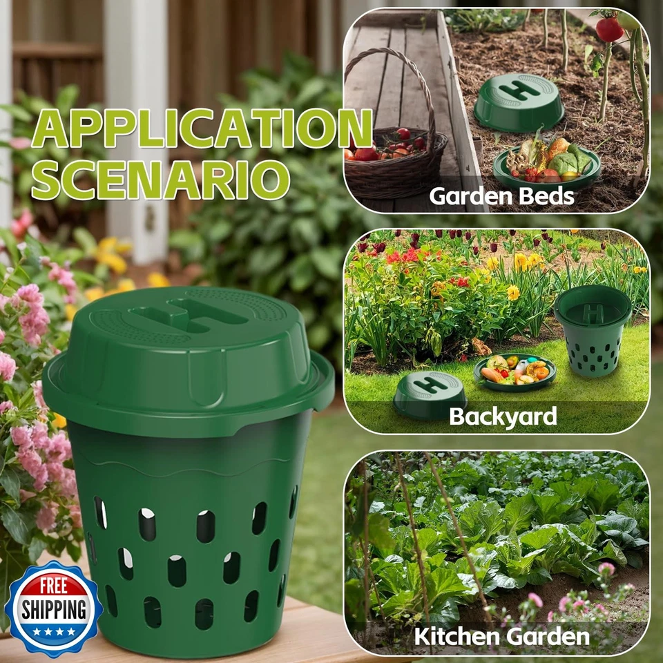 Paquete de 4 compostadores de gusanos enterrados TOP XIAN, contenedor de compost de gusanos para exteriores para jardín  Foto 3 de 4