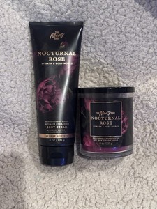 Lot New With Tags Bath And Body Works Men’s Nocturnal Rose Body Cream + Candle