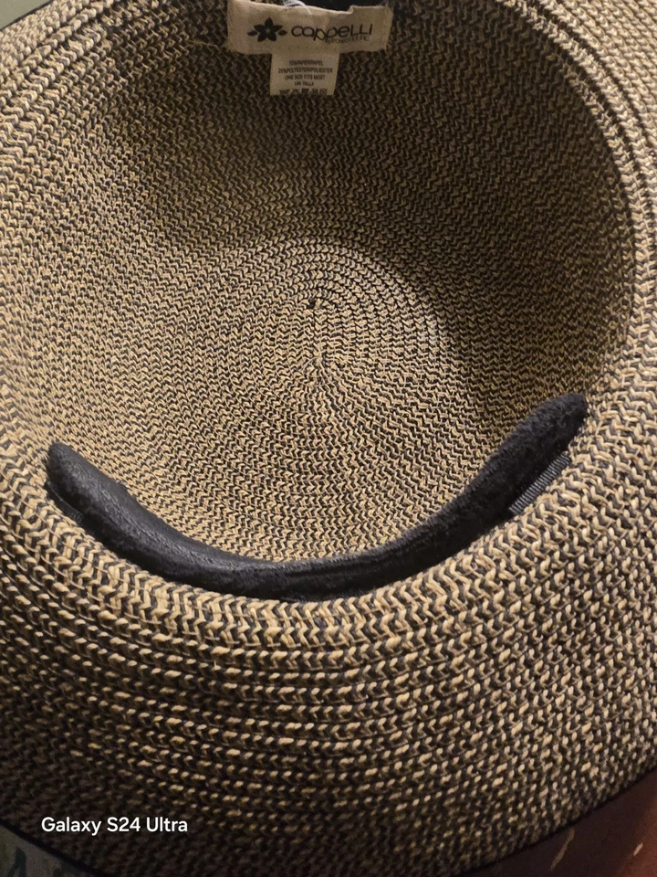 CAPPELLI Straworld女式宽边太阳帽黑色表带可拆卸汗带可爱 — 第 4/4 张图片