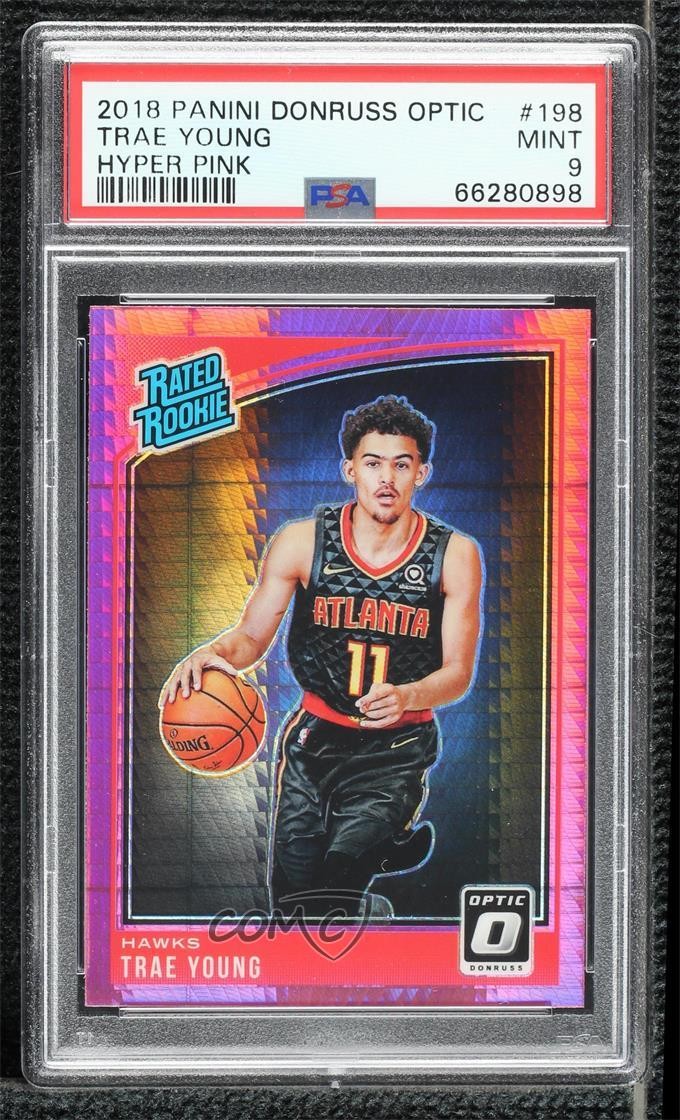2018 Donruss Optic Rated Rookie Pink Hyper Prizm Trae Young #198 PSA 9 MINT 11ba