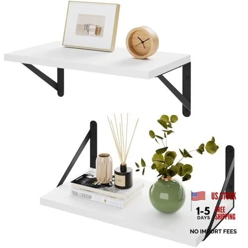 Deep Floating Shelves for Wall,8 Inch Deep Floating Shelves Set of 2,16W White