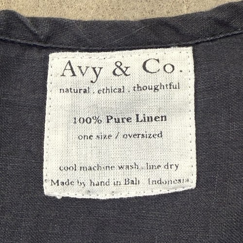 Mono Avy & Co para mujer talla única de gran tamaño negro puro lino natural relajado - Imagen 7 de 8