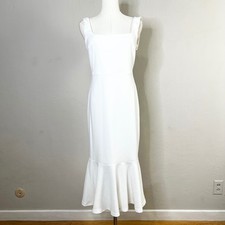 Lulus Moment Maker White Square Neck Mermaid Hem Midi Dress Sleeveless Evening M