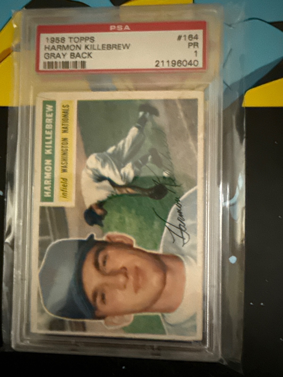 1956 Topps Baseball Harmon Killebrew #164(Gray Back). PSA 1