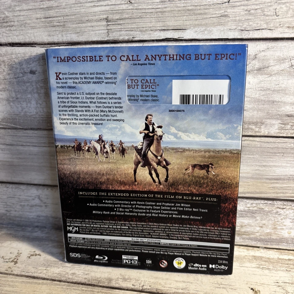 Dances with Wolves (Blu-ray, 1990) Ships Free W/Slipcover Kevin Costner Mint - Image 3 of 4