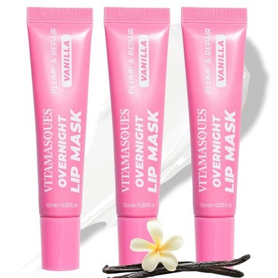 Vitamasques Overnight Lip Mask - Hydrating Vanilla 1 Count (Pack of 3), Pink 