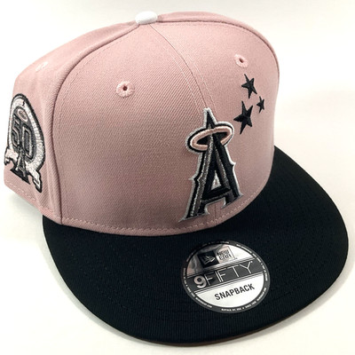 New Era Anaheim Angels Exclusive Light Pink Black Stars 9FIFTY Snapback Hat Cap