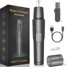 HILIYOT Nose Hair Trimmer, USB Rechargeable, Professional Painless Ear Black