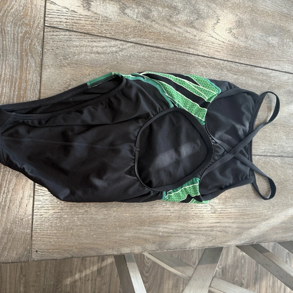 TYR Girls' Phoenix Splice MaxFit Swimsuit Black Green Size 32 One Piece Training - Image 3 of 4