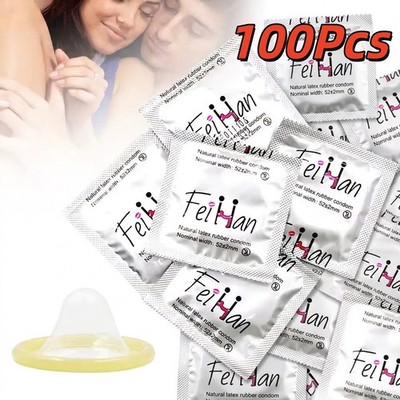 100PCS Latex Condoms Bulk Pack Ultra Thin Extended Pleasure Extra Time Sex Delay